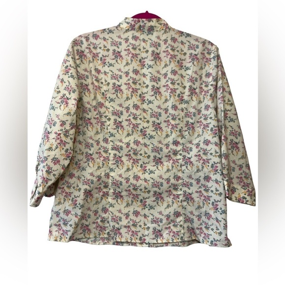 Lands' End Floral Button Down Shirt - Cream, Pink, Yellow - Picture 3 of 8